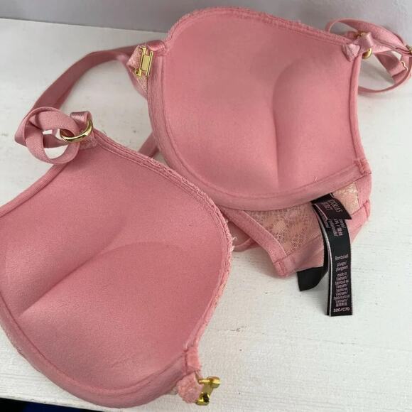 Victoria's Secret Bombshell Lace Cage Back Front Closure Bra Pink Womens Size 32 - Picture 2 of 5